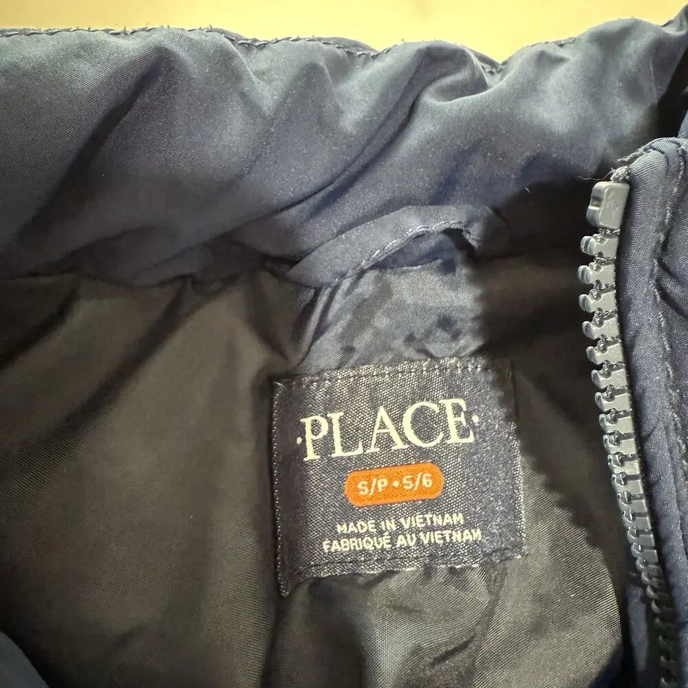 Children’s Place Kid’s S 5/6 Puffer Zip Navy Blue Jacket Outdoor Winter